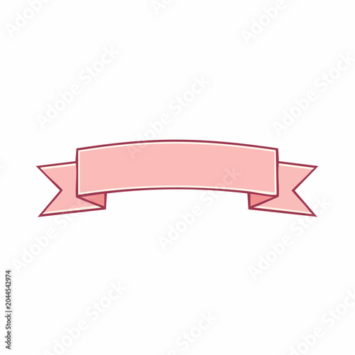 Pink Ribbon Banner with Outline