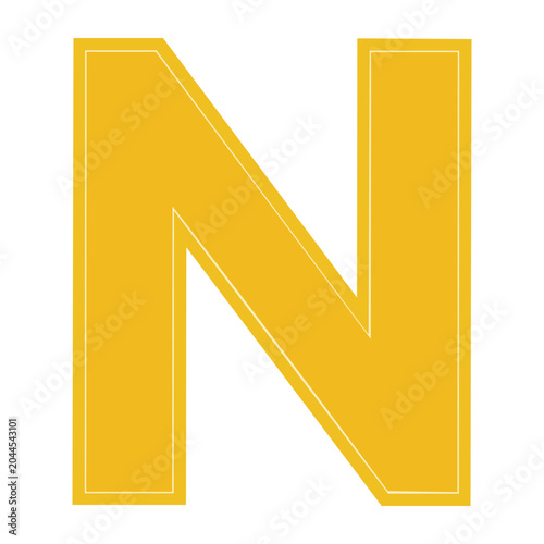 Yellow Letter N with White Outline