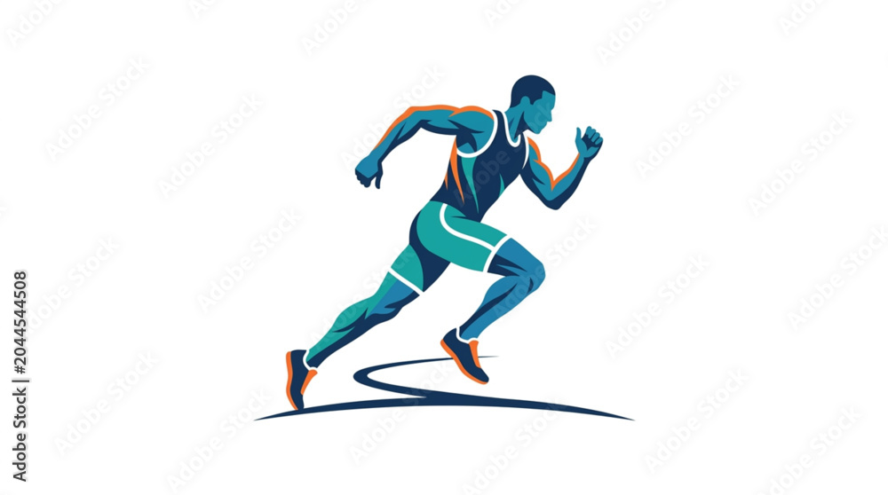 Obraz premium Athletic Man Running Fast During Competition.