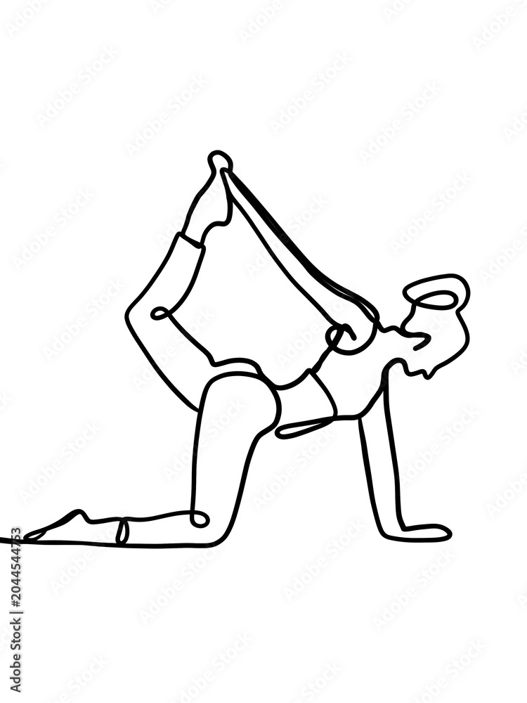 Obraz premium continuous line drawing, exercise time for yoga