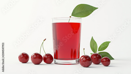 cherry fruit water juice in a glass, vitamin, fresh