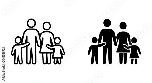 Fotografia Family Icons, Parent and Child Silhouettes, Human Figures Vector Set