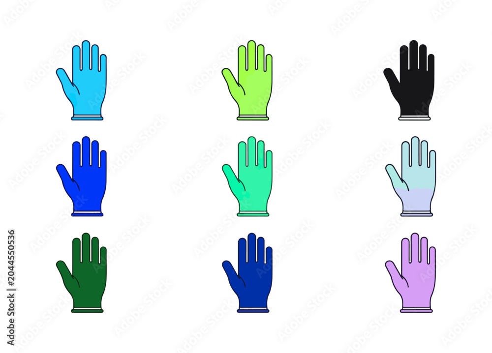Fototapeta premium Colorful hand gloves illustrations