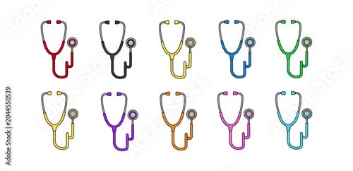 Colorful stethoscope icons