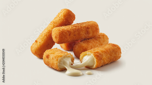 Crispy golden fried mozzarella cheese sticks with melted cheese oozing out