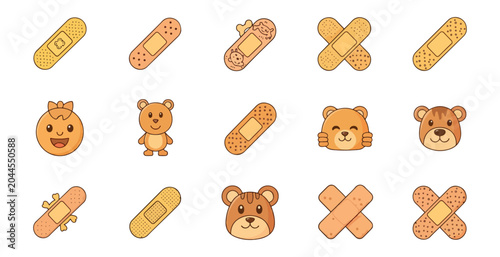 Cute cartoon bandages and teddy bears