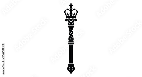 Foto Black Silhouette Of A Ceremonial Scepter With Royal Crown