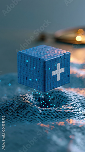 Digital healthcare cross over high tech futuristic background