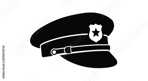police hat silhouette on white background uniform