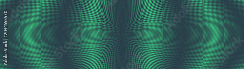 Halftone dots concentric grid pattern convex striped structure ultra wide 32:9 aspect ratio mint green vector abstract background. Circular half tone ultrawide format futuristic graphical abstraction
