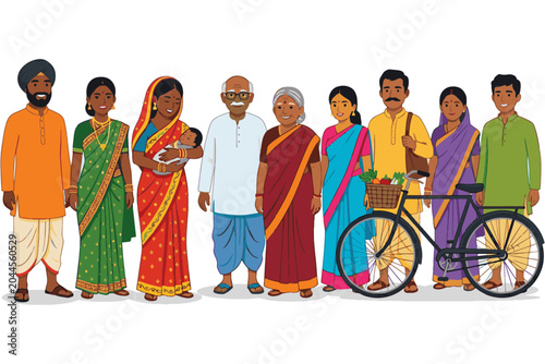 Traditional Indian Clothing Vector Art for Cultural Projects
