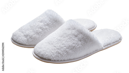 Cuadro en lienzo Fluffy white slippers for home comfort