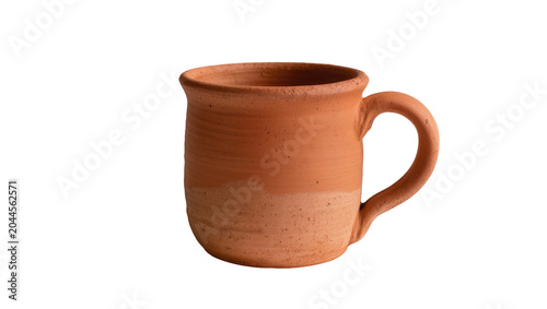 Foto Terracotta mug with handle, rustic earthenware cup