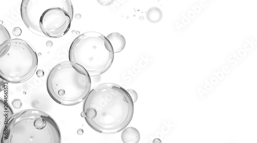 Transparent Bubbles Floating Against a Clean White Background.