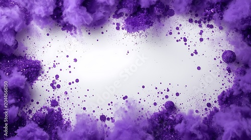 Abstract Purple Smoke Explosion with White Center Space.