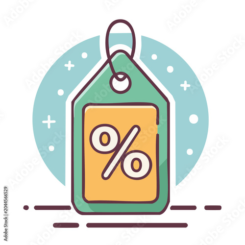 Price tag with percentage symbol, flat design icon