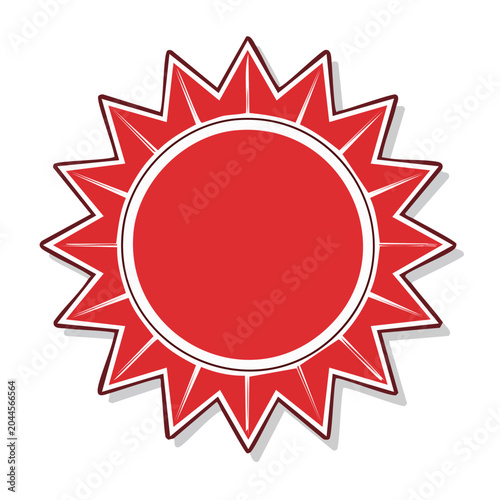 Red starburst badge with copy space