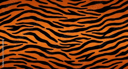 Seamless pattern texture of black tiger stripes on orange background