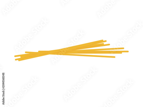 Flat vector illustration of spaghetti pasta bundle isolated on white background, traditional Italian long noodle icon in modern minimal style for cooking, menu and cuisine themes.
