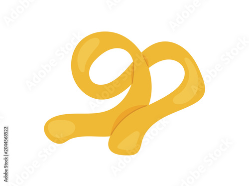 Foto Flat vector illustration of fettuccine pasta isolated on white background, traditional Italian ribbon noodle icon in modern minimal style for food themes