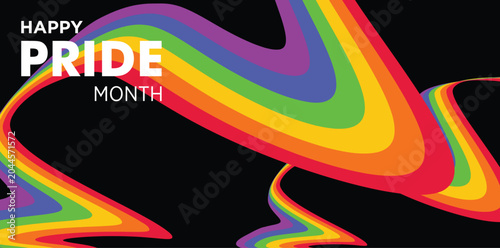 Schilderij op canvas PRIDE month banner parades text isolated, Rainbow or Pride Flag
