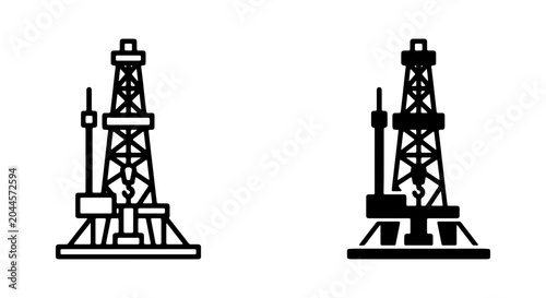 Fotografía Oil rig icon, petroleum drilling platform, energy industry, fossil fuel extracti