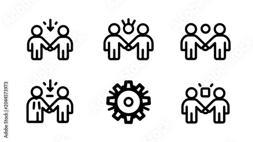 Quadro su tela Icons Representing Business Collaboration and Partnership Through Handshakes and