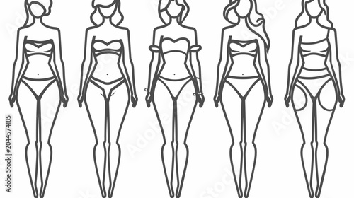 Illustration of Diverse Female Body Shapes Displaying Various Body Types and Proportions