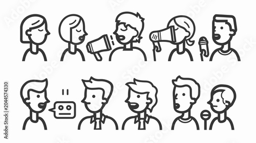 Bilde på lerret Illustration of Diverse People Engaged in Communication and Dialogue in Casual S