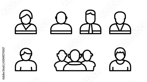 Фотография Illustration of Diverse People Icons in Minimalist Outline Style for Digital Com