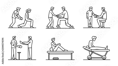 Fotografie Illustration of Physiotherapy Techniques for Rehabilitation and Patient Care in