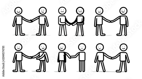 Foto Illustration of Stick Figures Engaged in Handshake Representing Trust and Cooper