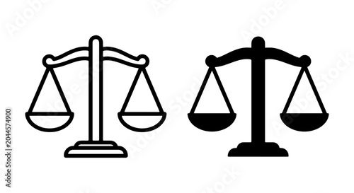 Bild auf Leinwand Justice Scales Vector Icons, Balance Symbol, Legal Weighing Instruments, Law and