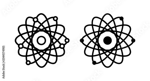 Cuadro en lienzo Atomic Structure Icons, Science Symbols, Abstract Orbital Models, Vector Graphic