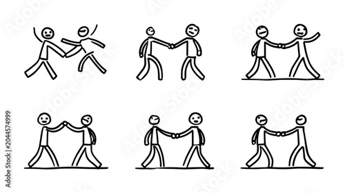 Εκτύπωση καμβά Illustration of Various Handshake Gestures Representing Friendship and Collabora