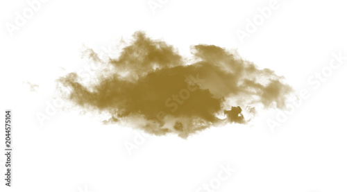Golden Brown Textured Smoke or Dust Cloud Element Isolated on White