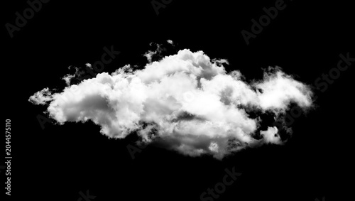 White Fluffy Cloud Isolated on Black Background
