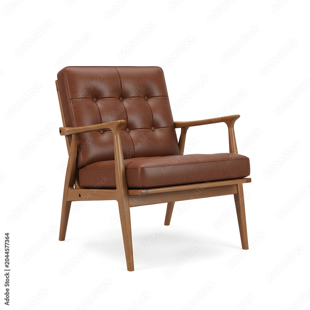Fototapeta premium Modern wooden armchair with floral upholstery
