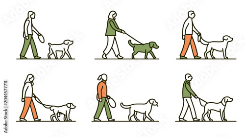 Fotografía Person Walking Two Dogs on Leashes in a Park During Daytime Outdoor Activity