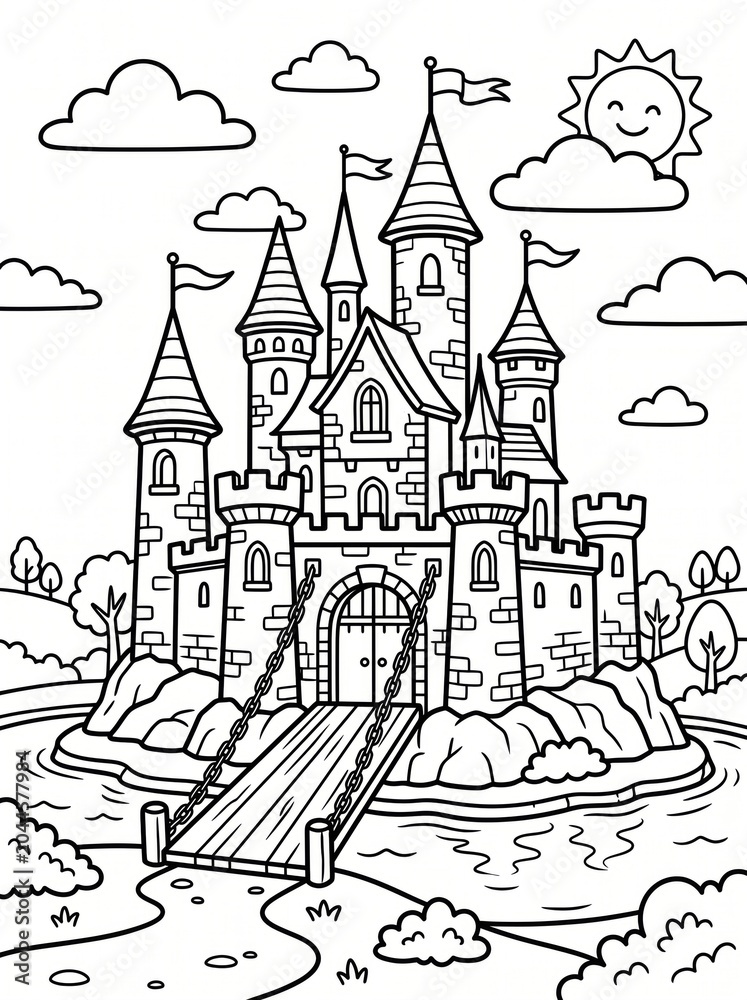 Fototapeta premium Cute Forest Animals Coloring Page for Kids Printable Line Art