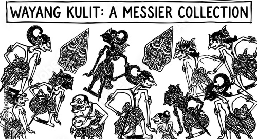 Photos Wayang Kulit Indonesian Shadow Puppets: Black and White Line Art Illustration of Traditional Javanese Performing Arts and Cultural Figures Collection