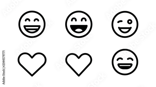 Foto Set of Various Smiley Faces Representing Different Expressions of Happiness and