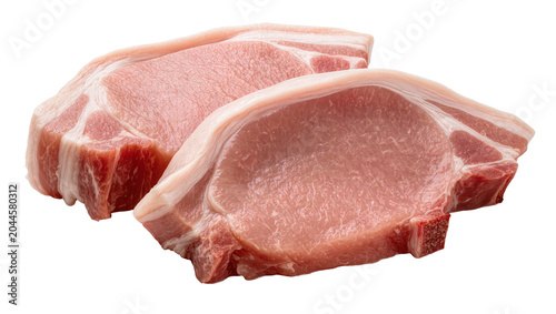 Obraz na plátně Two raw pork chops with fat cap and bone