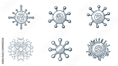 Fotografía Vector Illustrations of Microbial Organisms and Viruses Representing Infectious