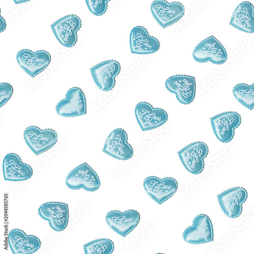 Seamless pattern of blue i love you hearts