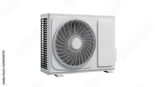 Cuadro en lienzo White outdoor air conditioner unit with fan and vents