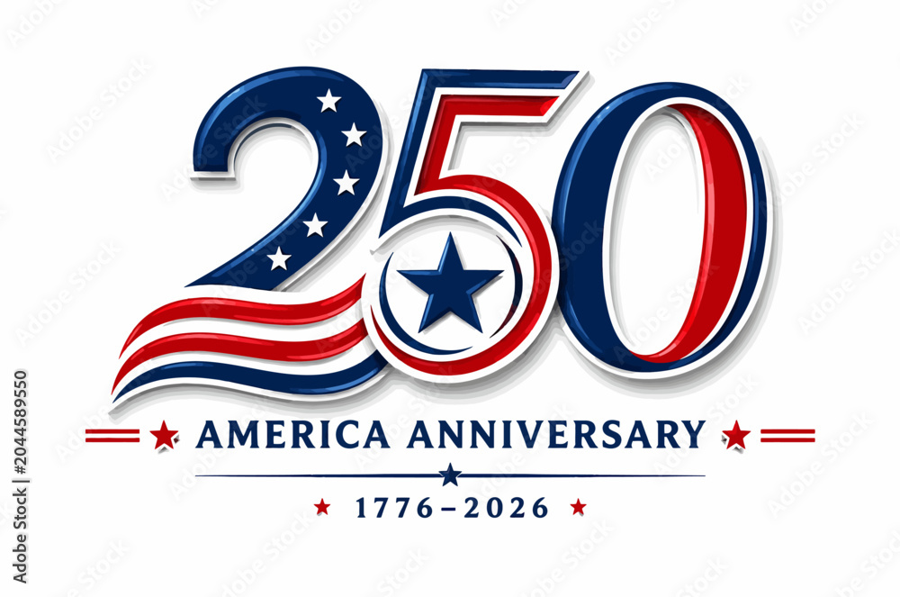 Obraz premium America 250th anniversary with stars and stripes 1776-2026