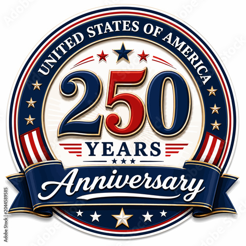 United states of america 250 years anniversary circular emblem