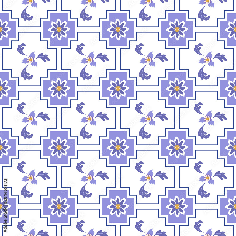 Obraz premium Ancient chinese art botanical Tile pattern