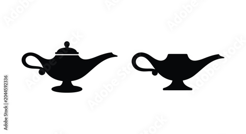 Fotografía two genie lamps in silhouette style lamp magic fantasy legend wish aladdin mytho